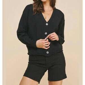 NEW PINCH raw edge sweater cardigan in black